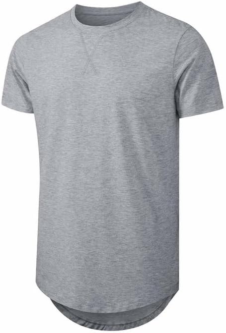 JMIERR Men's 3 Pack Cotton Hipster Hip Hop Longline Crewneck T-Shirt