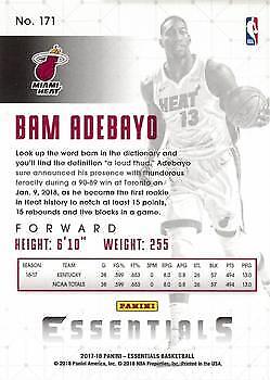 201718 Panini Essentials 171 Bam Adebayo