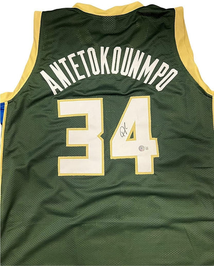 SignedAutographed Giannis Antetokounmpo Milwaukee Bucks Custom Jersey Green