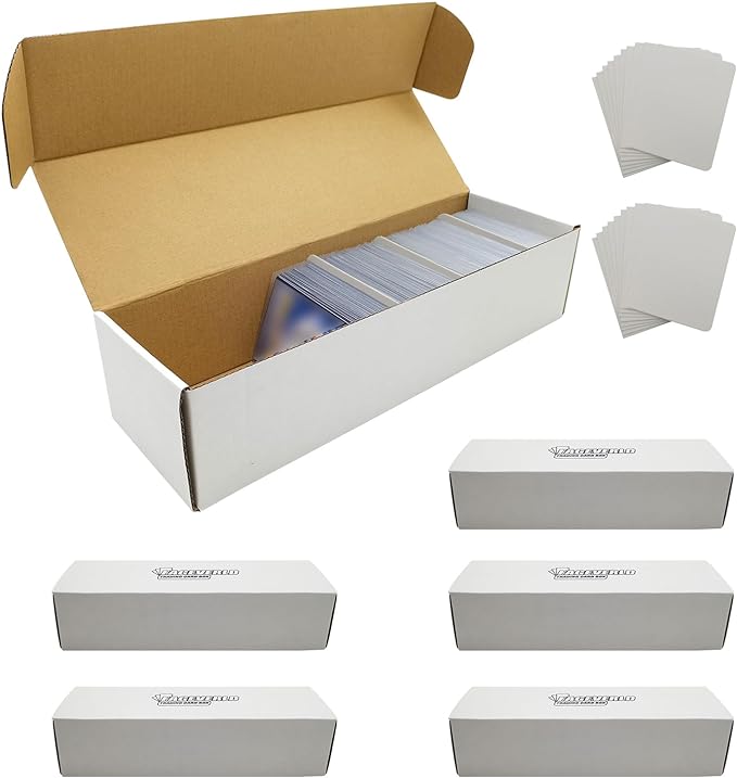 Trading Card Cardboard Storage with Dividers - For Baseball, Football, Sports Cards and MTG Playing Cards (6 Count)