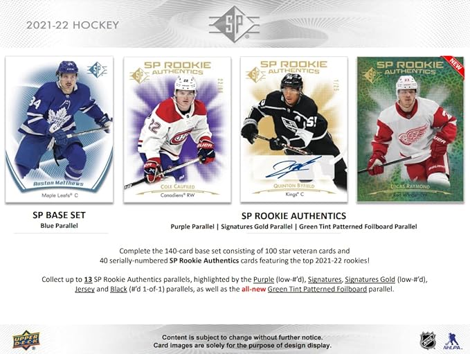 Upper Deck 2021-22 SP Hockey Card Blaster Box (8 Packs of Hockey Cards)