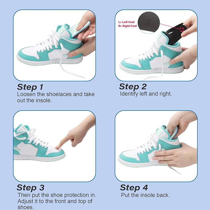 YOLOPARK Shoe Creases Protector, 4 Pairs Shoe Anti Creases Guard to Prevent Sneaker Creases for Men's 7.5-13 Women's 5-9