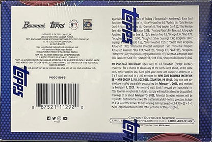 2022 Bowman Inception Baseball Hobby Box (1 Pack 7 Cards: 2 Autos)