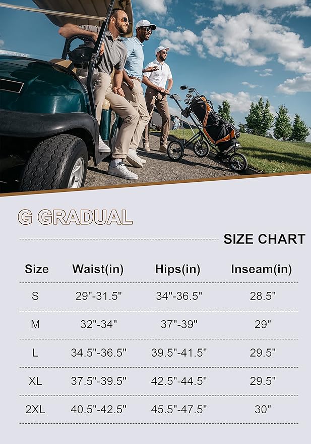 G Gradual Men's Golf Joggers Pants with Zipper Pockets Stretch Sweatpants Slim Fit Track Pants Joggers for Men Work Running