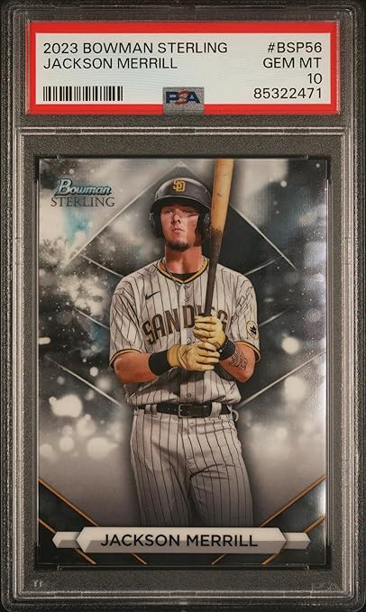 Graded 2023 Topps Bowman Sterling Jackson Merrill #BSP56 Rookie RC Baseball Card PSA 10 Gem Mint