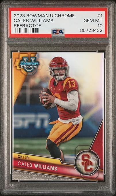 Graded 2023 Topps Bowman U Chrome Caleb Williams #1 Refractor Rookie RC Football Card PSA 10 Gem Mint