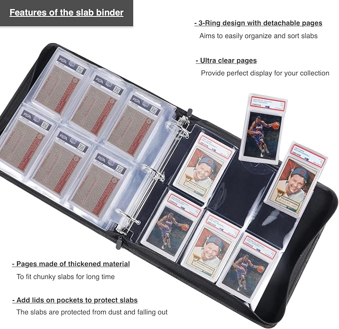 Graded Card Binder for 60 PSA Slabs, Protective Zippered Storage and Display Album for Graded Card, Also Compatible with CSG, BGS, SGC, CGC Cards