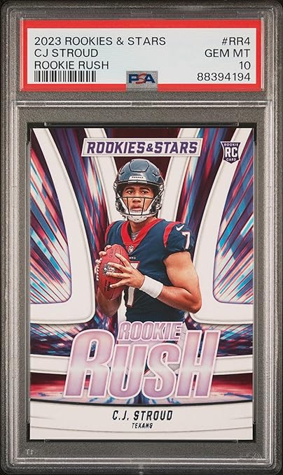 Graded 2023 Panini Rookies & Stars CJ Stroud #RR4 Rookie Rush Rookie RC Football Card PSA 10 Gem Mint