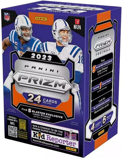 2023 Panini Prizm Football Trading Card Blaster Box - 24 Football Cards - Plus 5 Toploaders to Help Protect Your Cards