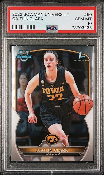 Graded 2022 Topps Bowman University Caitlin Clark #50 Rookie RC Basketball Card PSA 10 Gem Mint