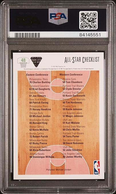 Graded 1991 Upper Deck Michael Jordan #48 All Star Check List Basketball Card PSA 10 Mint